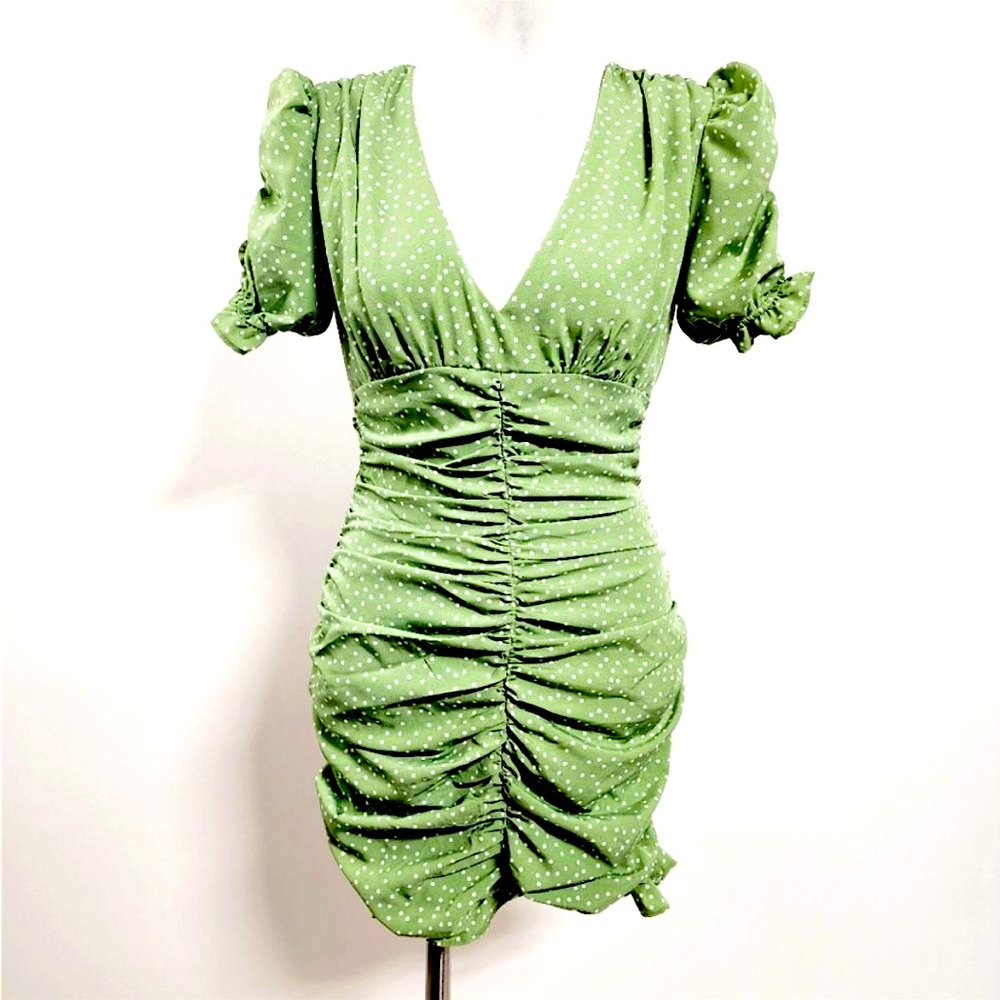 Perfect Little St. Patty Mint Green Dress by D’litefol Gathered Feminine Petite